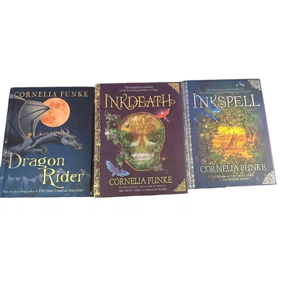 Lot of 3 Cornelia Funke Books Inkspell Inkdeath Dragon Rider Hardcover